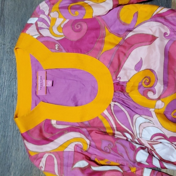 Trina turk × banana republic bright abstract pink orange dress silk blend - Picture 2 of 6